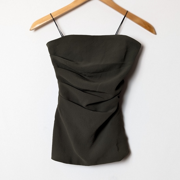 NWT WILFRED Lilou Tube Top Deep Olive Green Strapless XXS ARITZIA - Picture 7 of 10